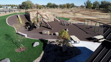 Overhead view of Riverside Park play structure